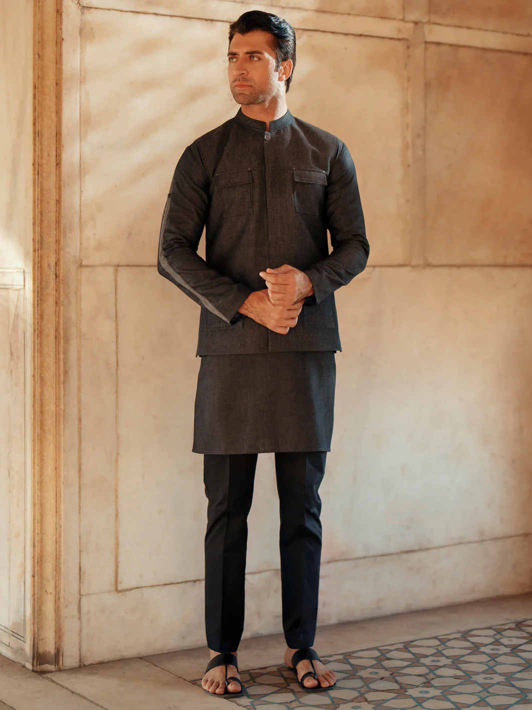 Charocal Grey Cotton Waistcoat - AL-WC-542 - Image 2