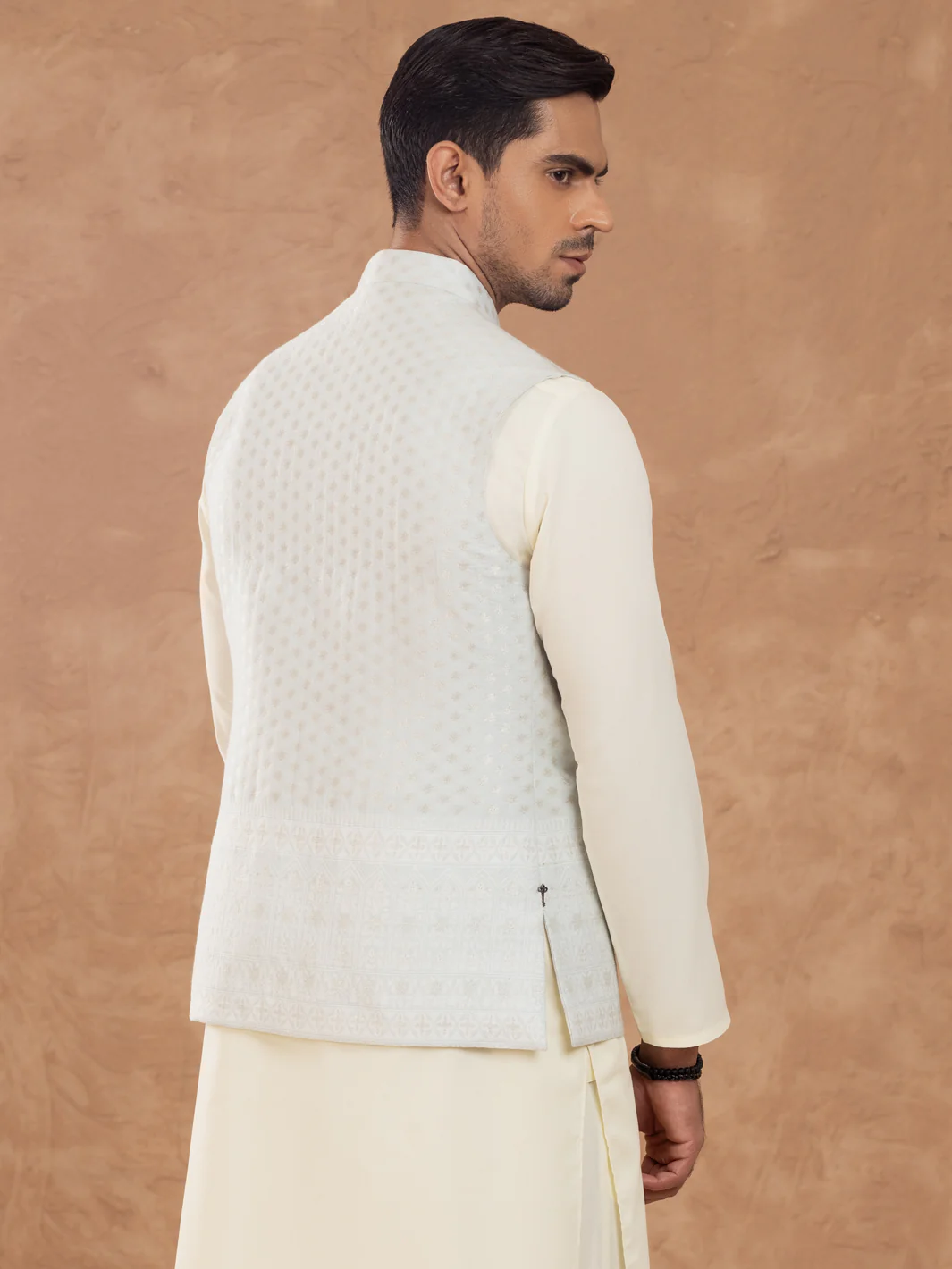 Ice Blue Blended Waistcoat - AL-WC-543C - Image 3