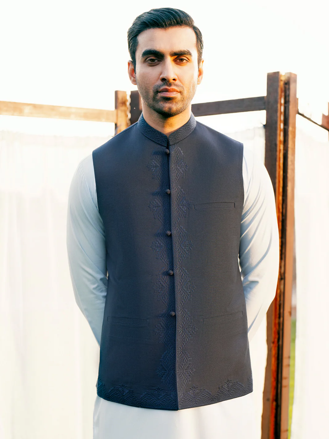 Navy Blue Blended Waistcoat - AL-WC-544A
