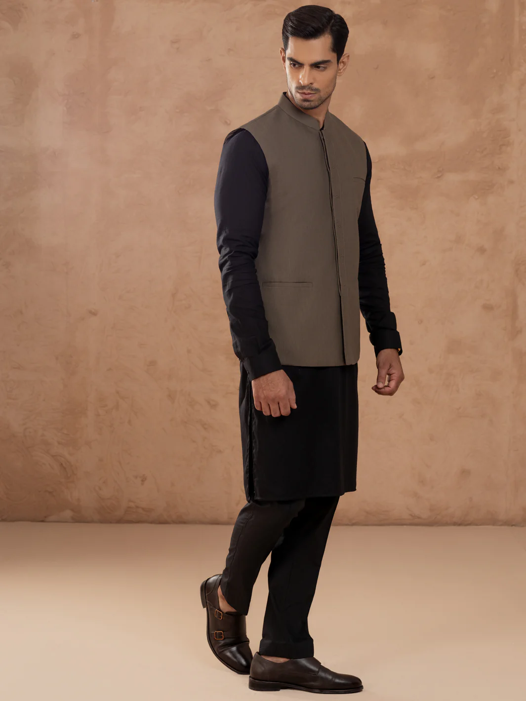 Olive Blended Waistcoat - AL-WC-548A - Image 2