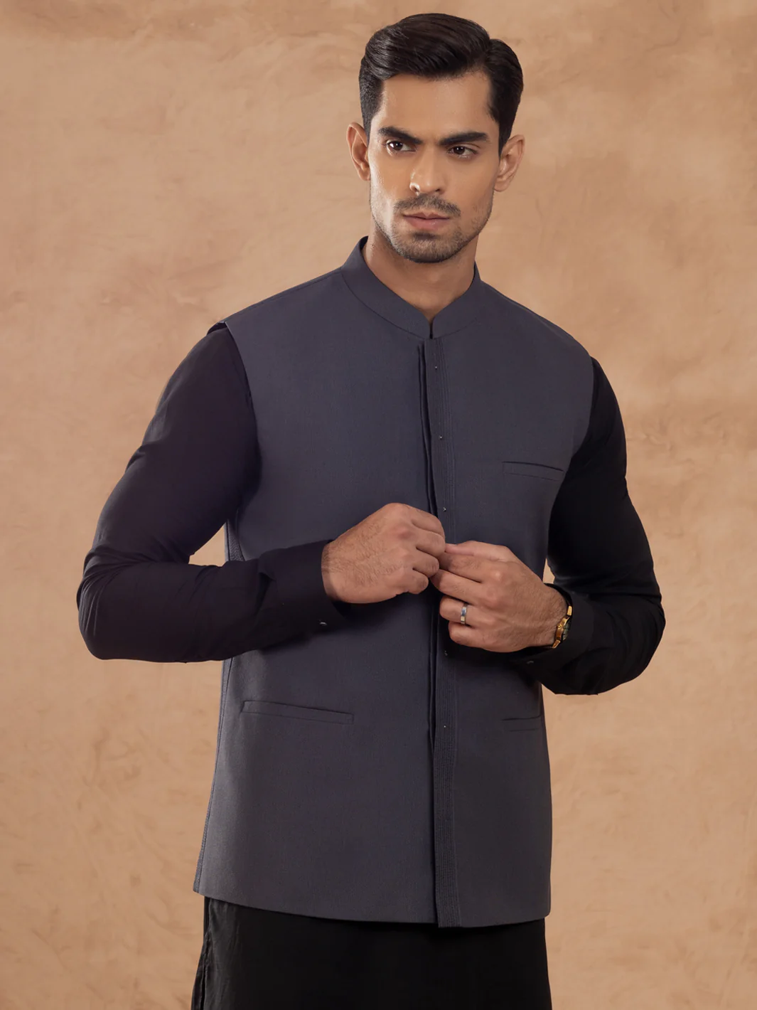 Blue Blended Waistcoat - AL-WC-548B - Image 2