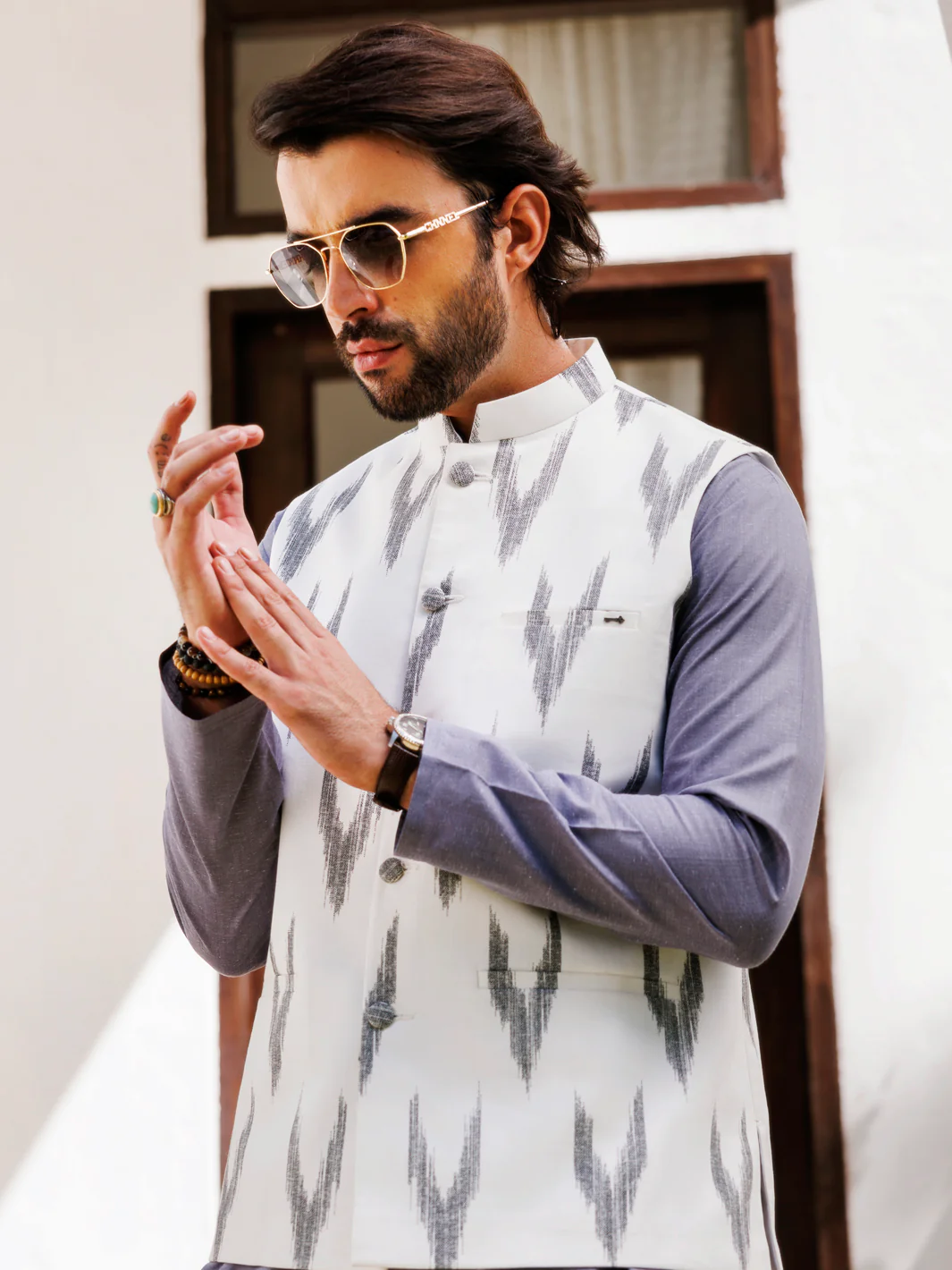 Multicolor Cotton Waistcoat - AL-WC-550B - Image 4