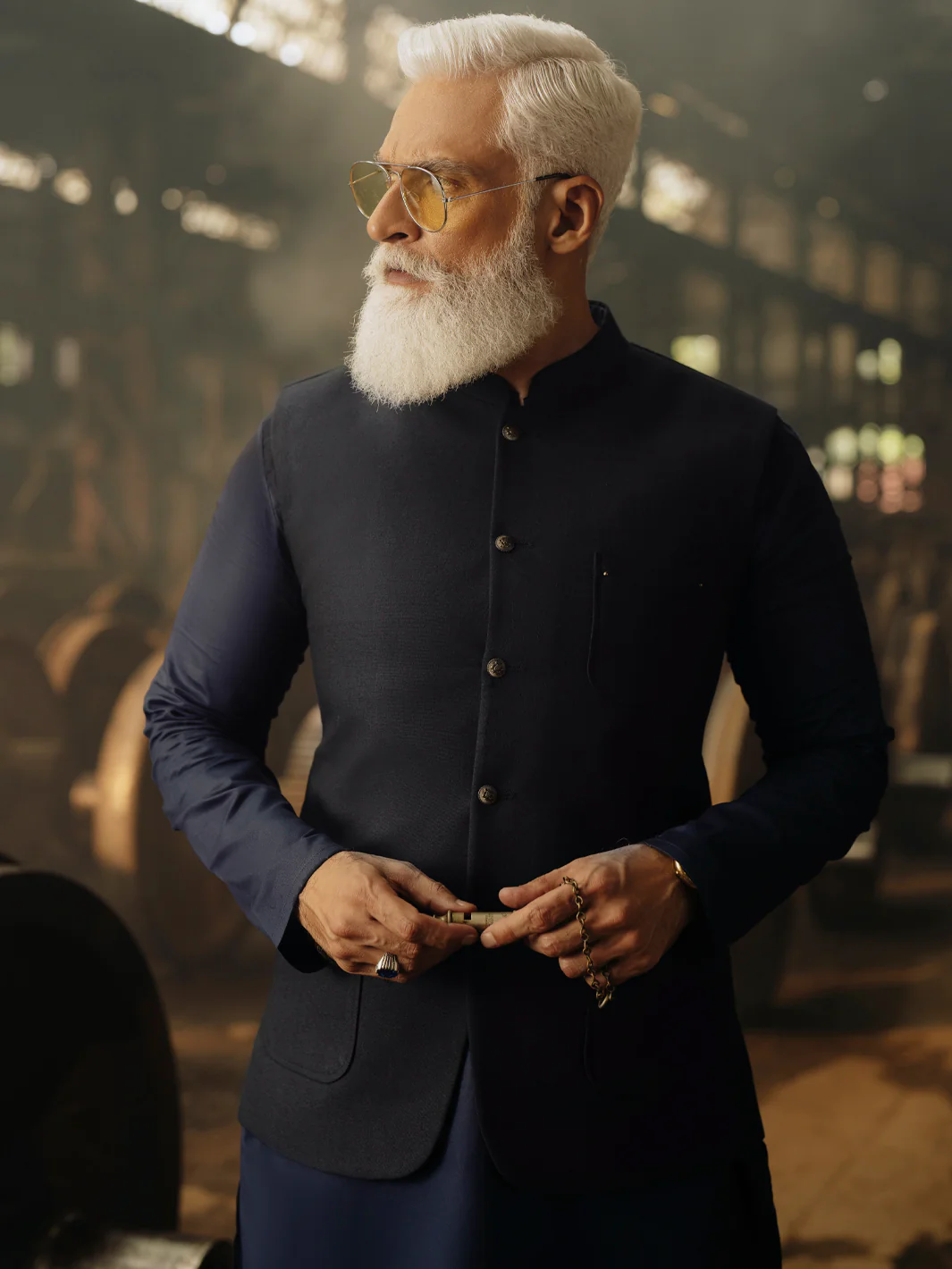 Navy Blue Blended Waistcoat - AL-WC-554A - Image 2