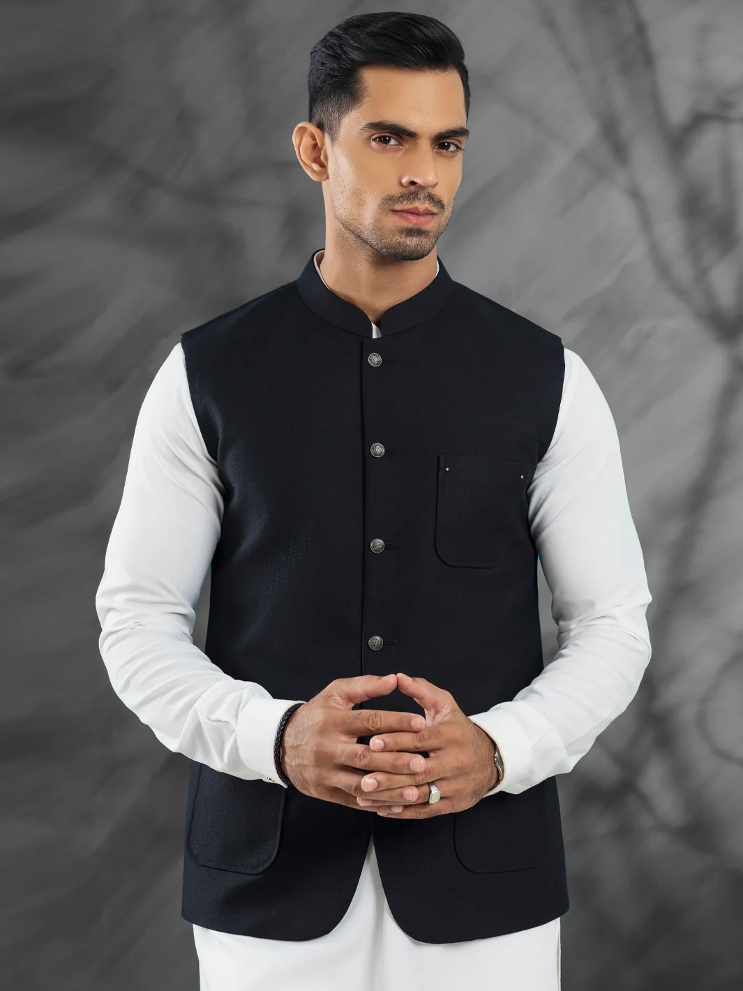 Black Blended Waistcoat - AL-WC-554B - Image 2