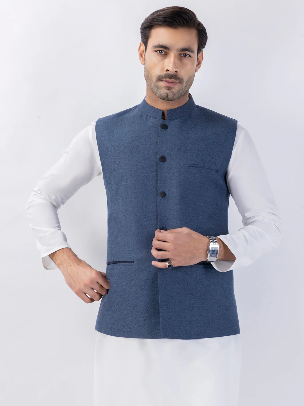 Blue Blended Waistcoat - AL-WC-559 - Image 2