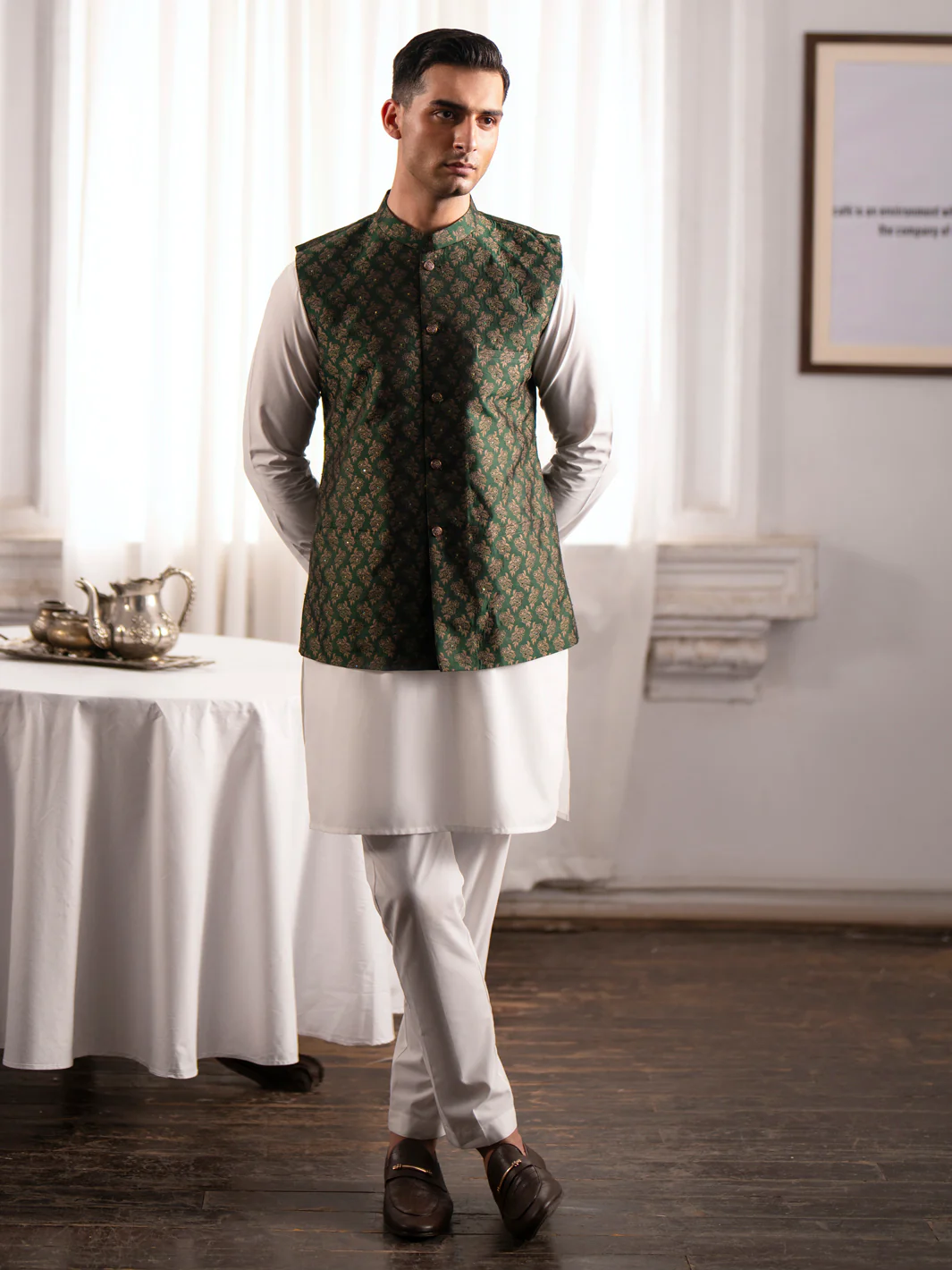 Green Blended Waistcoat - AL-WC-570A - Image 2