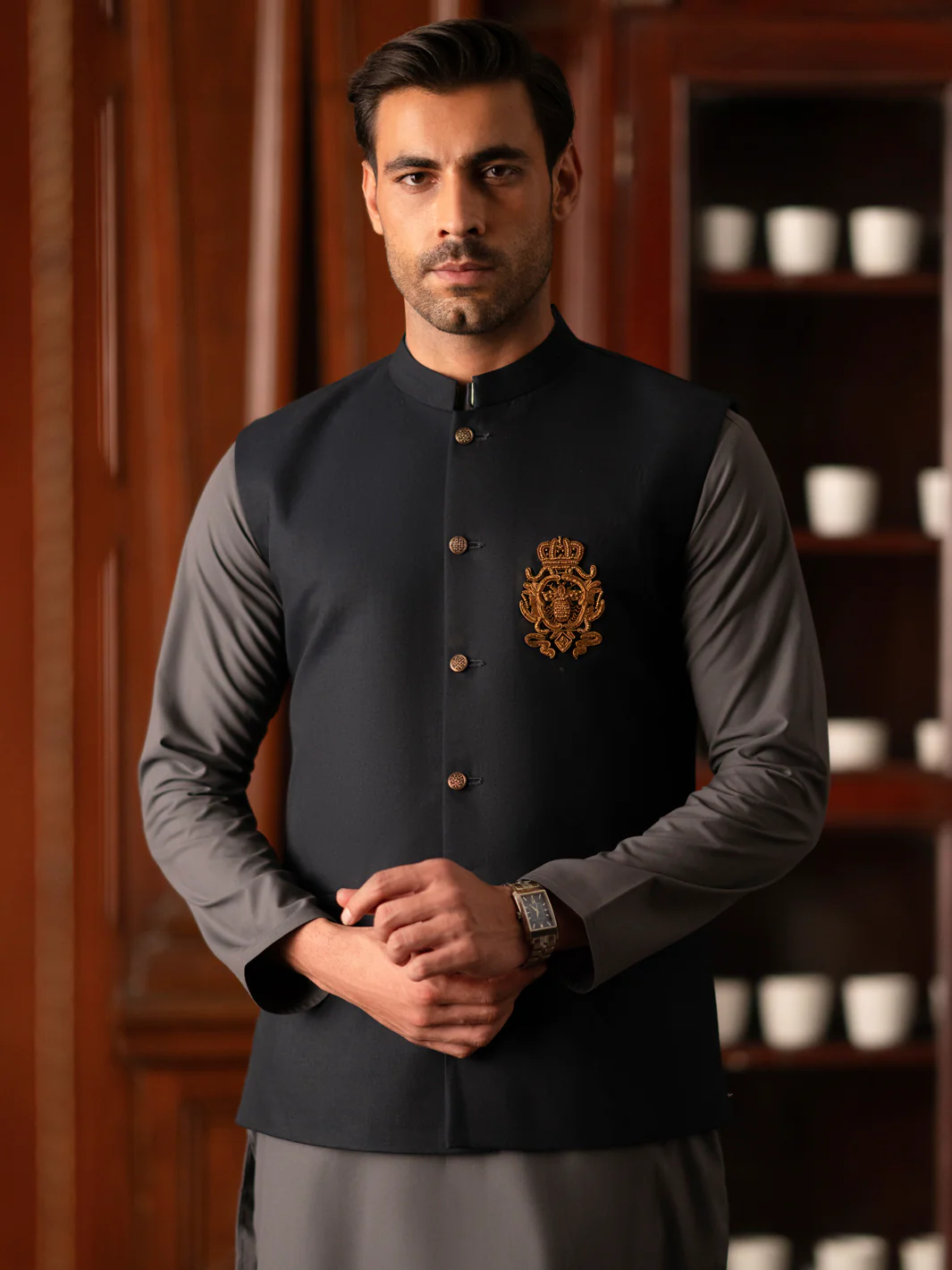Black Blended Waistcoat - AL-WC-571B - Image 2