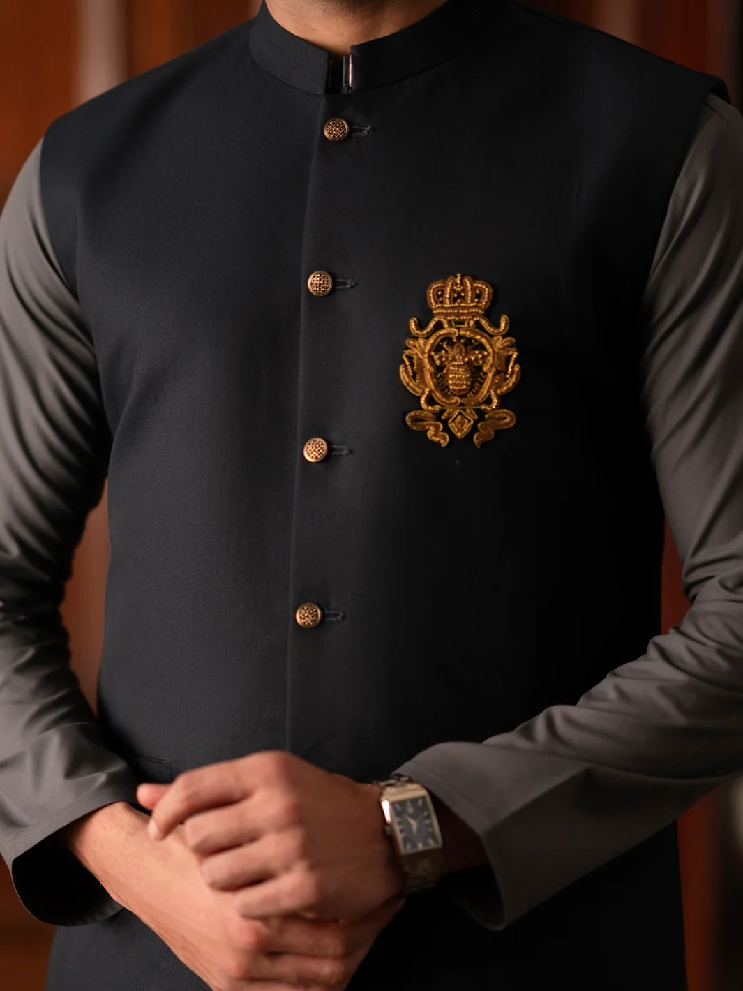Black Blended Waistcoat - AL-WC-571B - Image 4