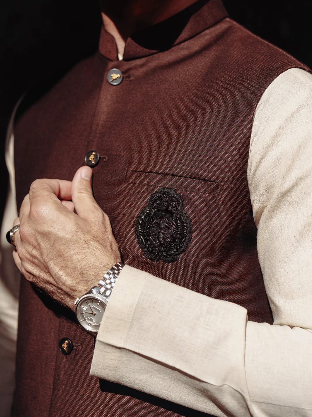 Maroon Blended Waistcoat - AL-WC-588 - Image 4