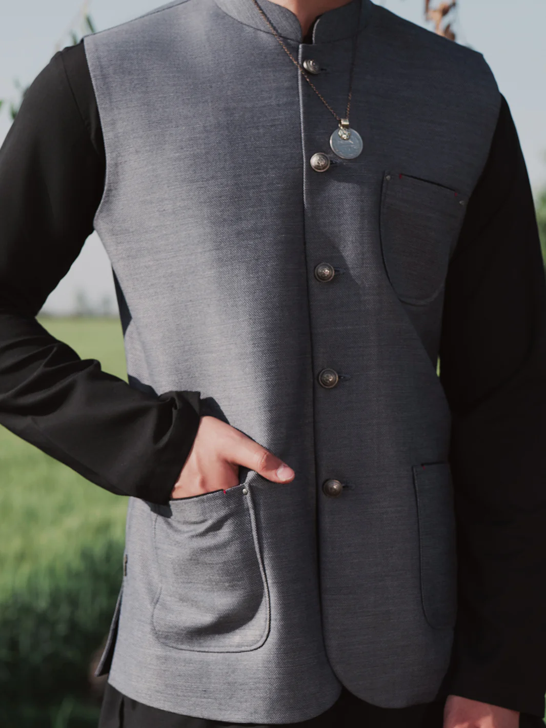 Blue Blended Waistcoat - AL-WC-589 - Image 3