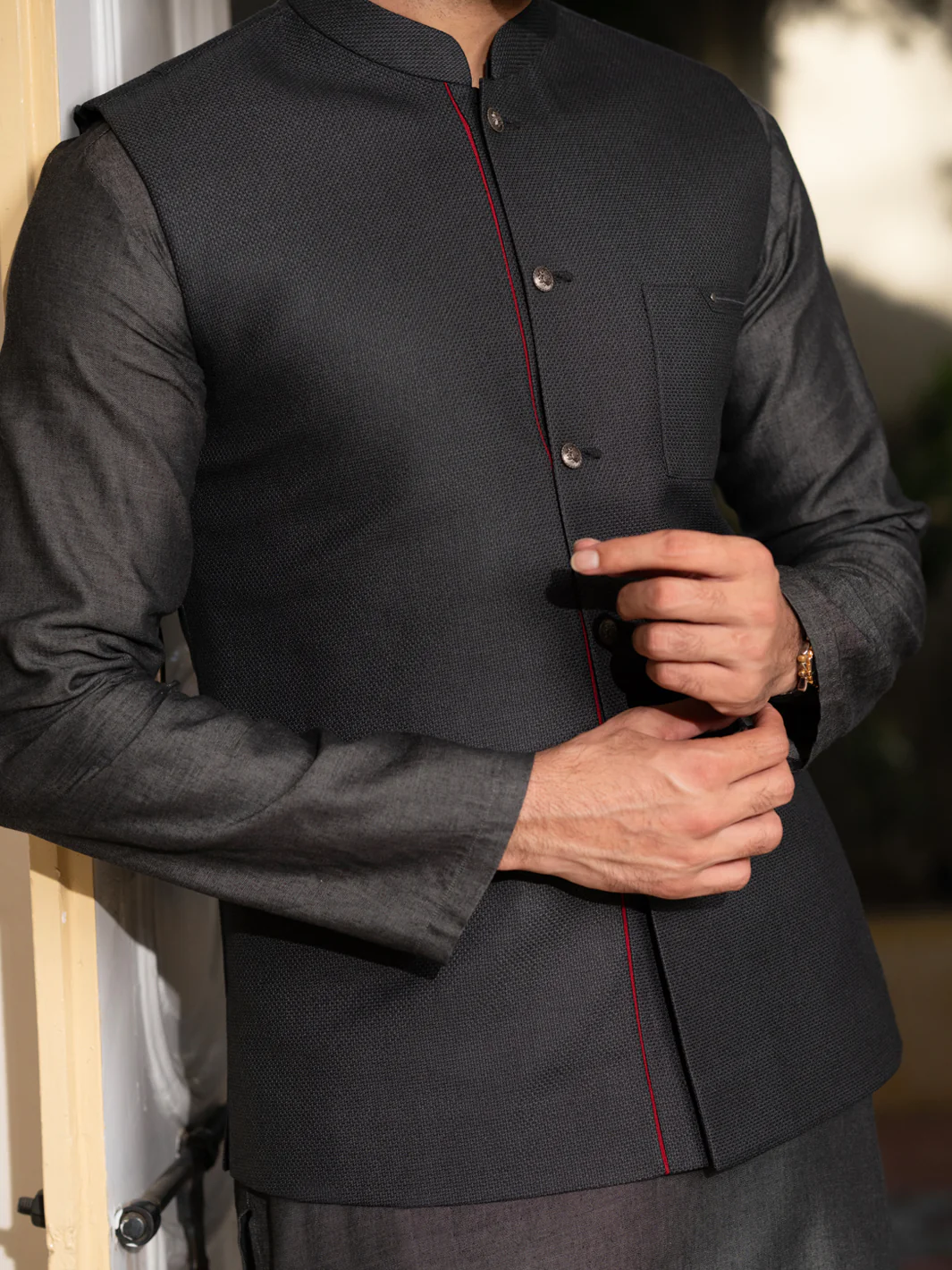 Charcoal Blended Waistcoat - AL-WC-590B - Image 3