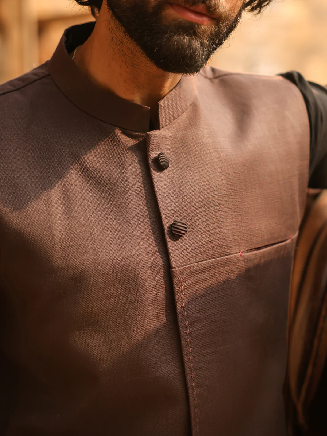 Brown Cotton Waistcoat - AL-WC-610 - Image 6