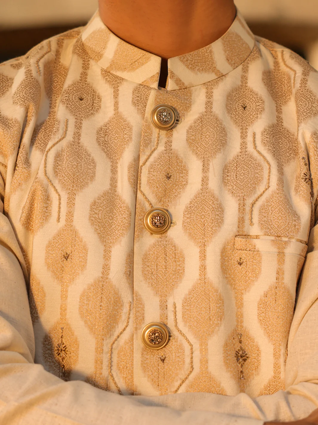 Beige Semi-Formal Waistcoat - AL-WC-615 - Image 3