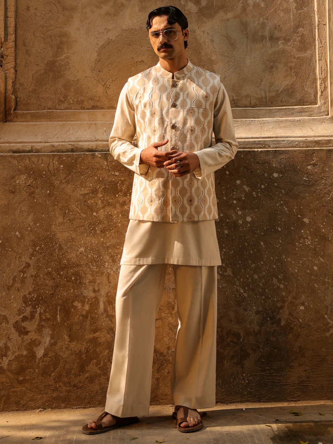 Beige Semi-Formal Waistcoat - AL-WC-615 - Image 4