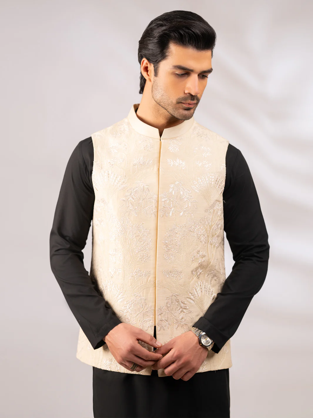 Cream Semi-Formal Waistcoat - AL-WC-618A