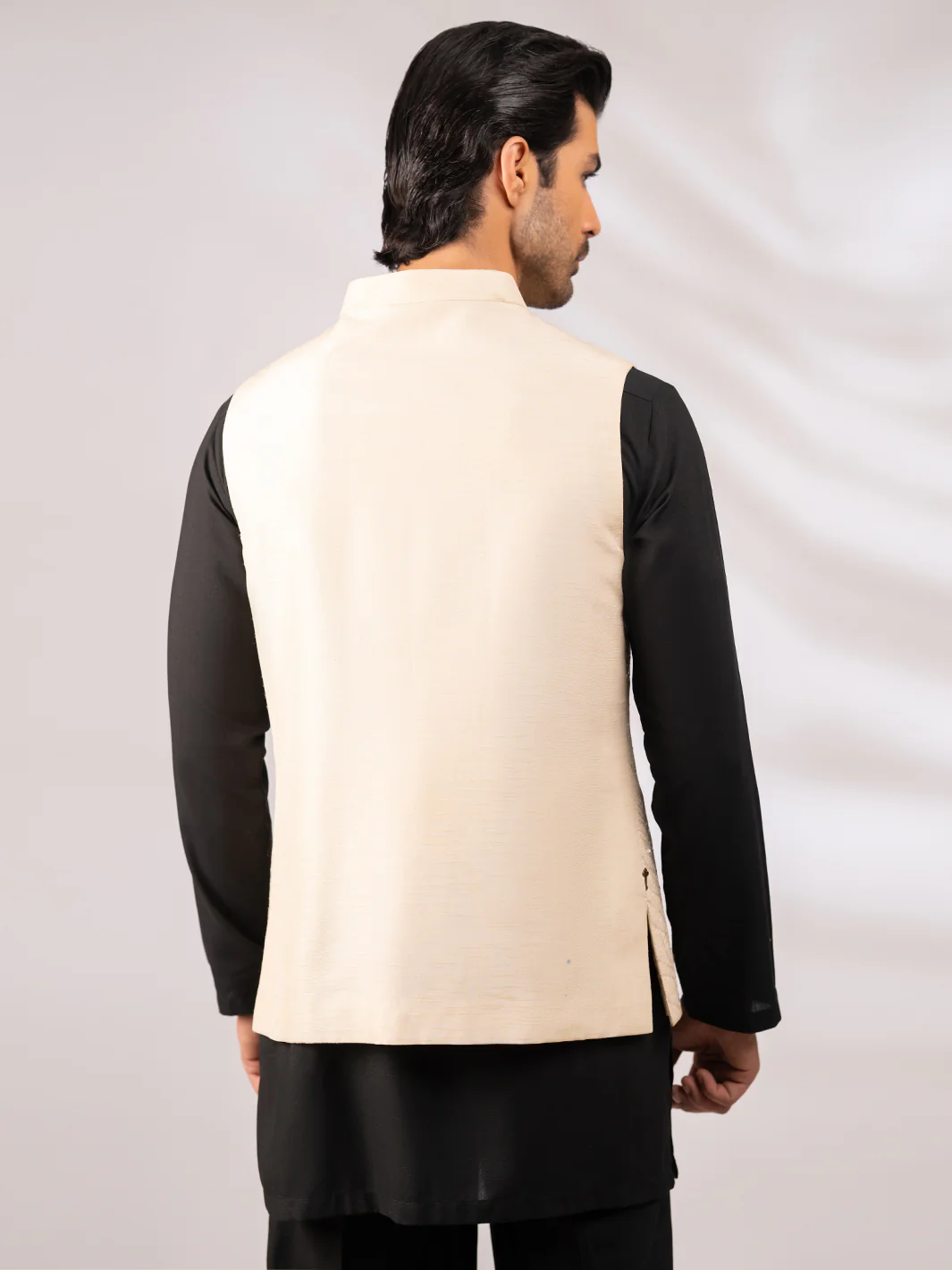Cream Semi-Formal Waistcoat - AL-WC-618A - Image 3