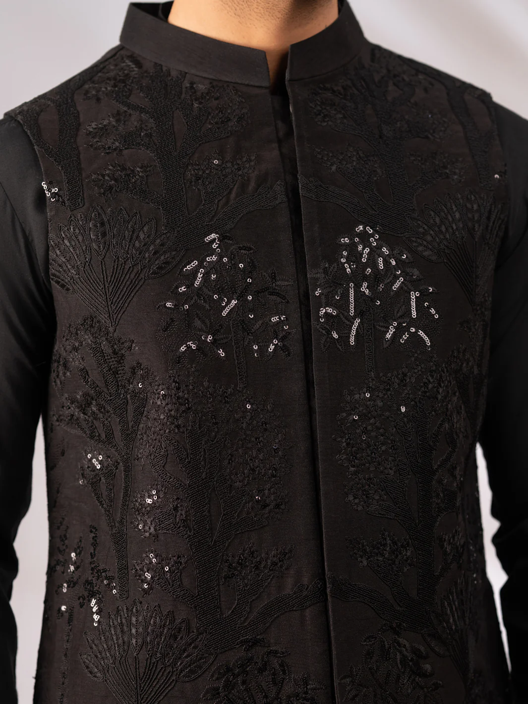 Black Semi-Formal Waistcoat - AL-WC-618B - Image 4