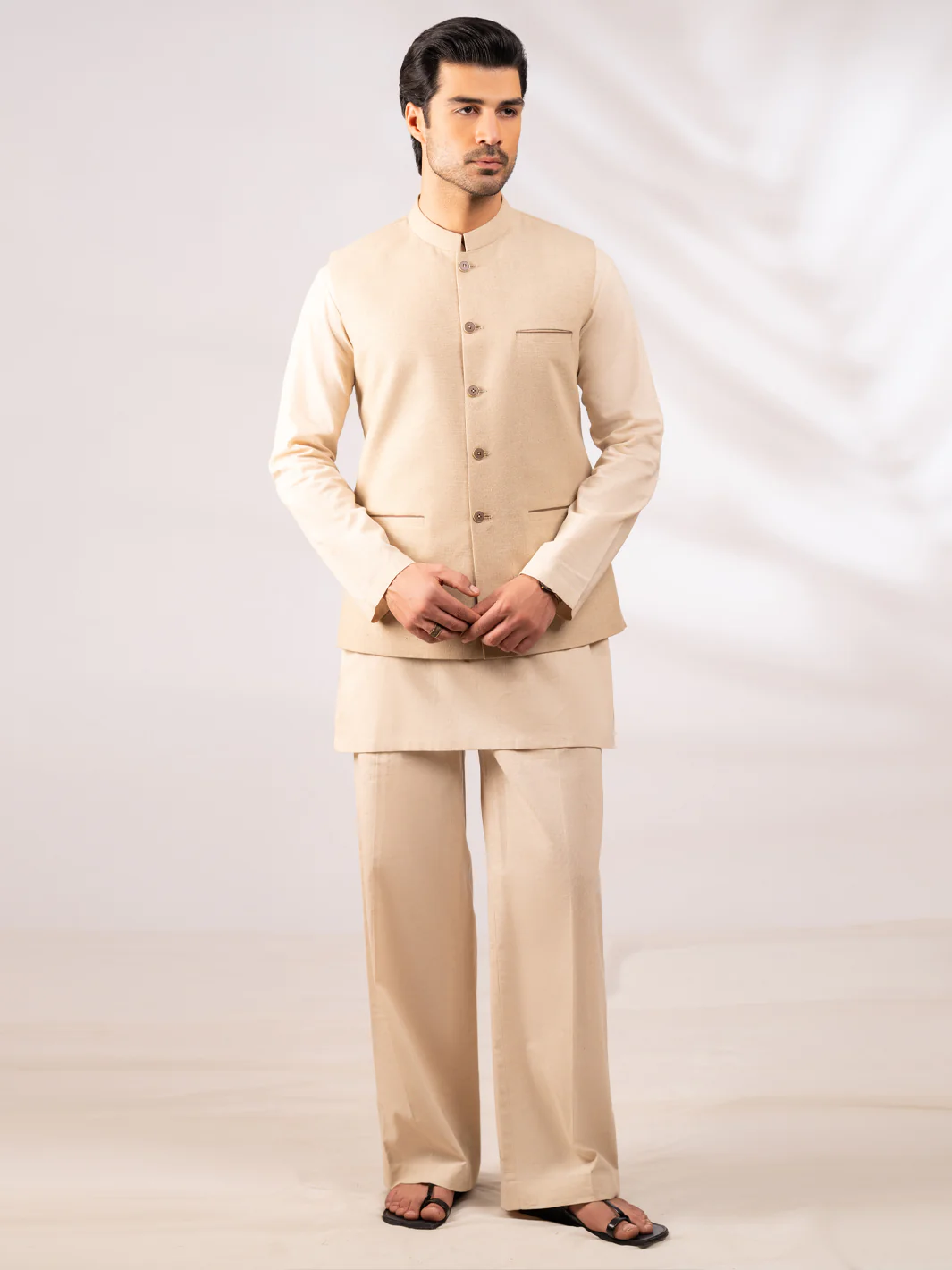 Beige Cut & Sew Waistcoat - AL-WC-630 - Image 2