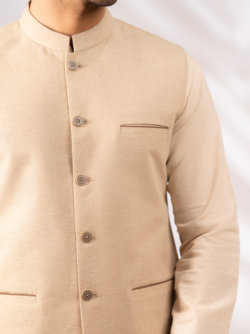 Beige Cut & Sew Waistcoat - AL-WC-630 - Image 4