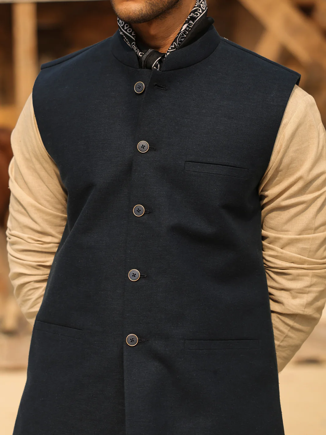 Navy Blue Waistcoat - AL-WC-632 - Image 3