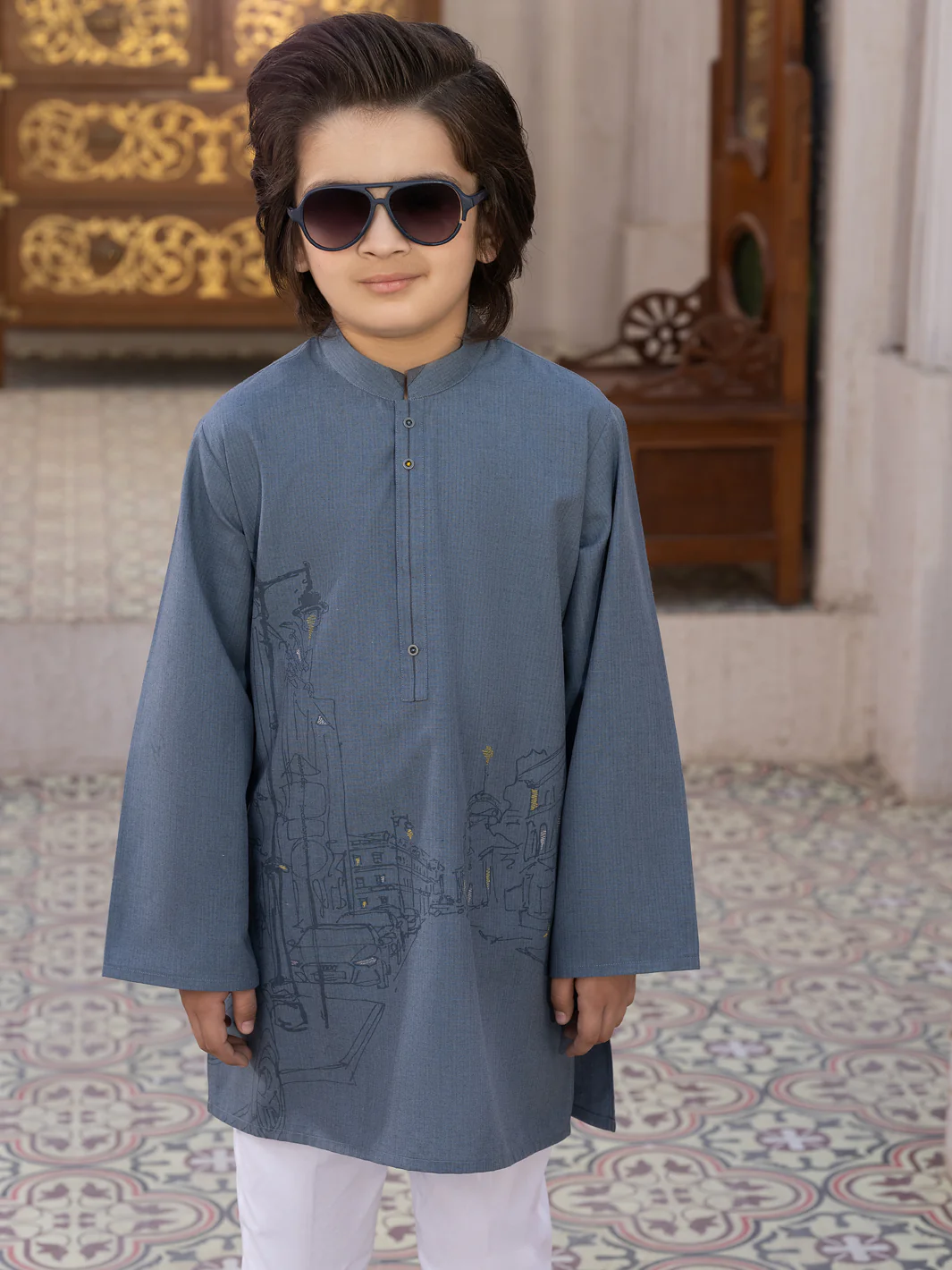 Grey Blended Kurta - ALBY-K-007 - Image 3
