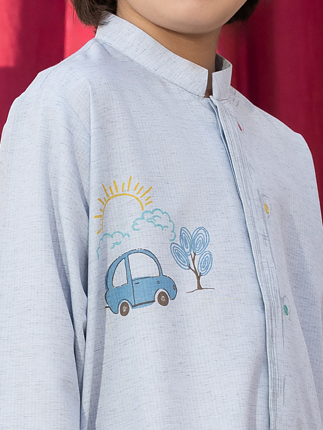 Light Blue Blended Kurta - ALBY-K-008 - Image 3