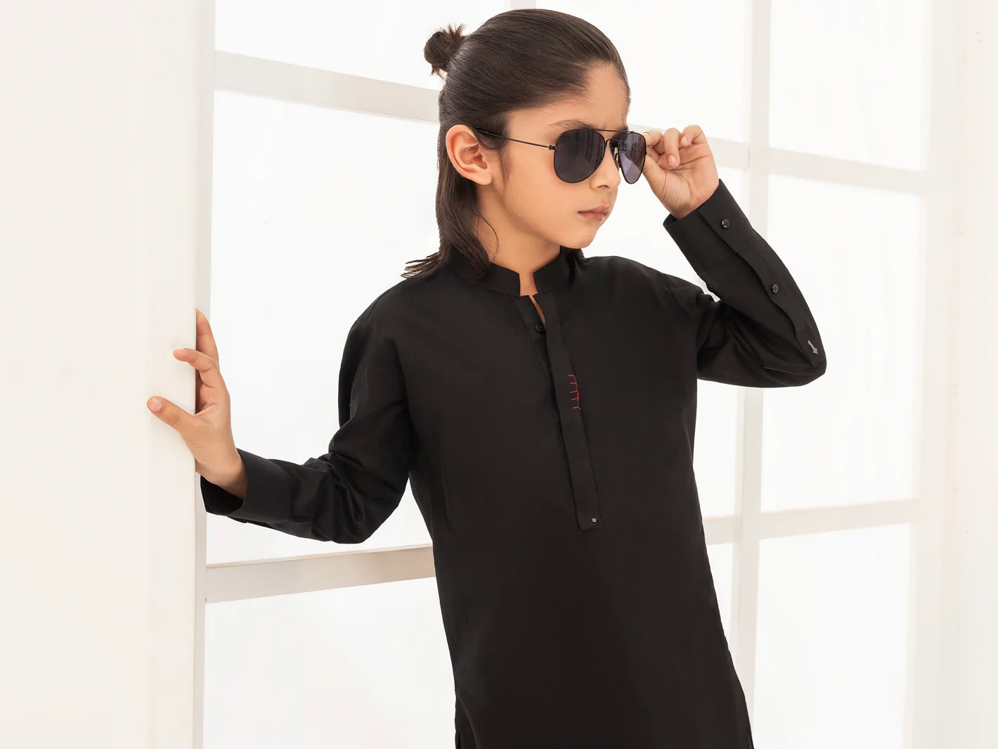 Black Blended Kameez Shalwar - ALBY-KS-011 - Image 4