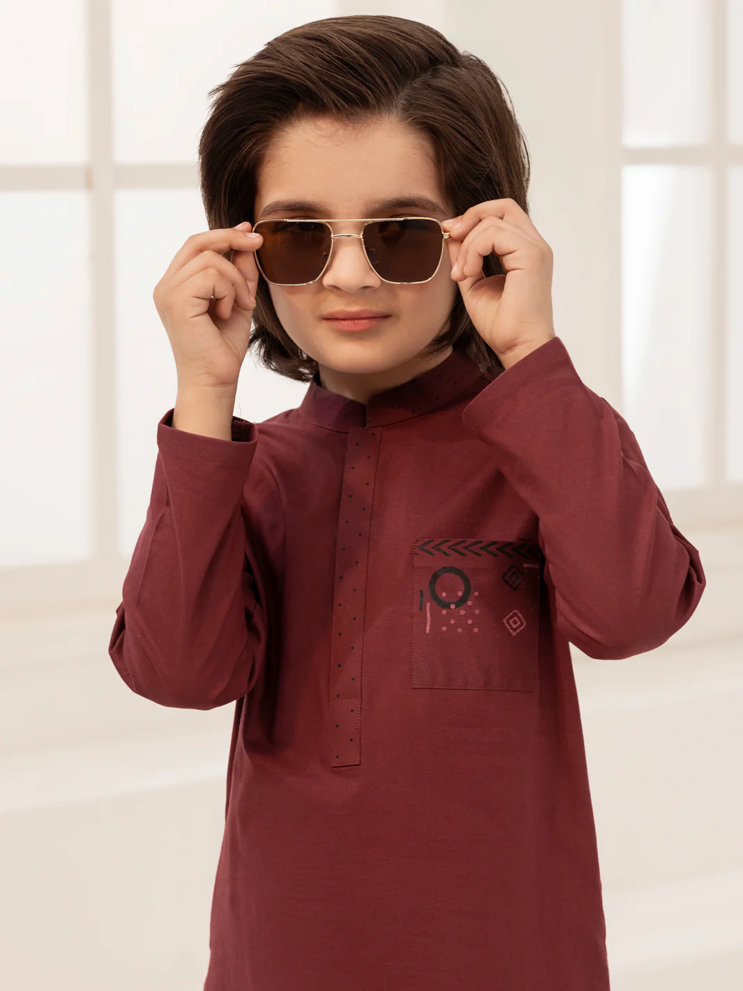 Maroon Blended Kurta Trouser - ALBY-KT-010 - Image 2