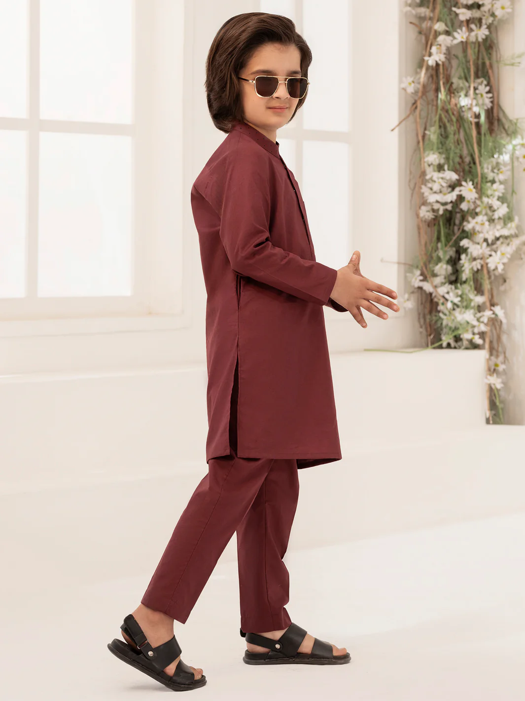 Maroon Blended Kurta Trouser - ALBY-KT-010 - Image 4