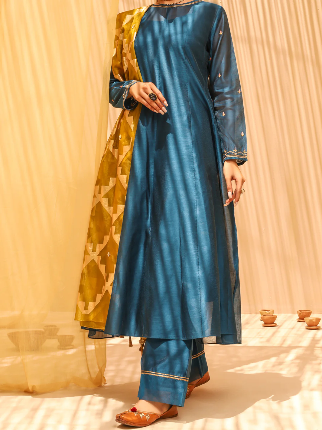 Blue Cotton Viscose Silk 2Pc Stitched - ALCR-2PS-LKS-1022