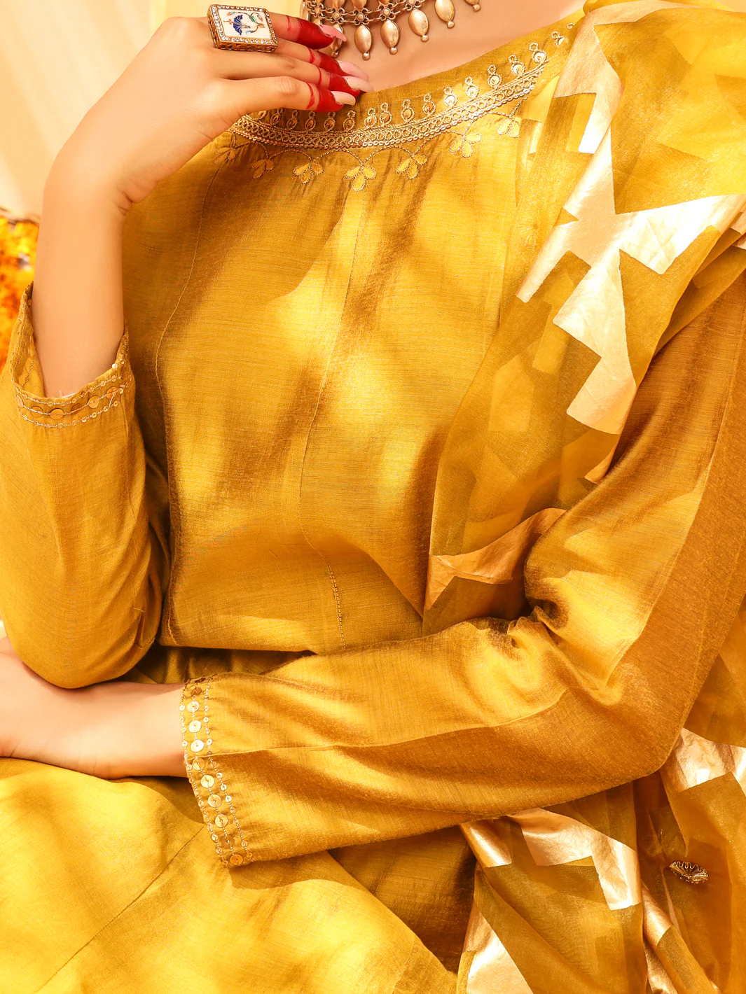 Lime Cotton Viscose Silk 2Pc Stitched - ALCR-2PS-LKS-1023 - Image 3