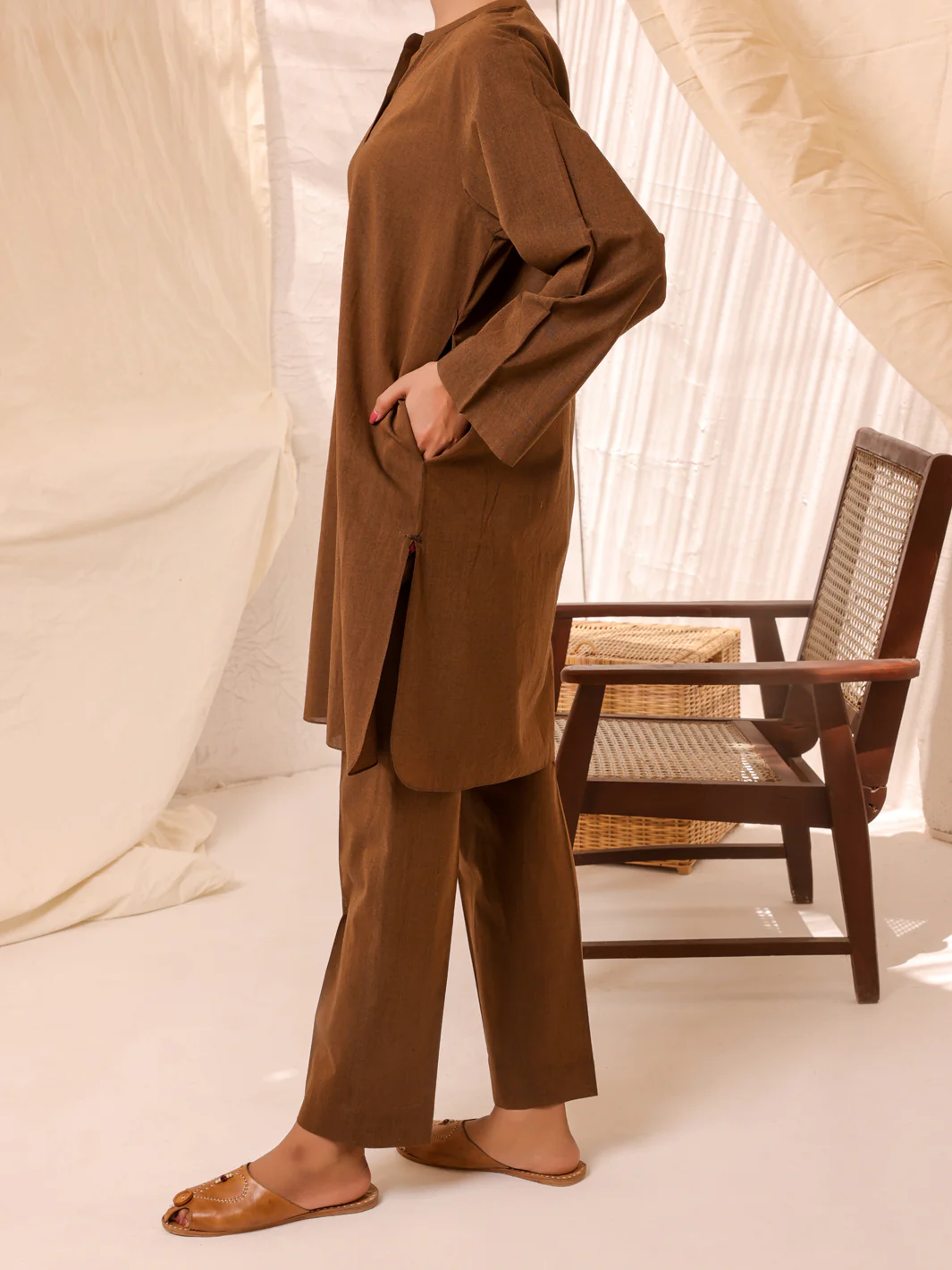 Brown Cotton 2Pc Stitched - ALCR-2PS-LKS-1039 - Image 3