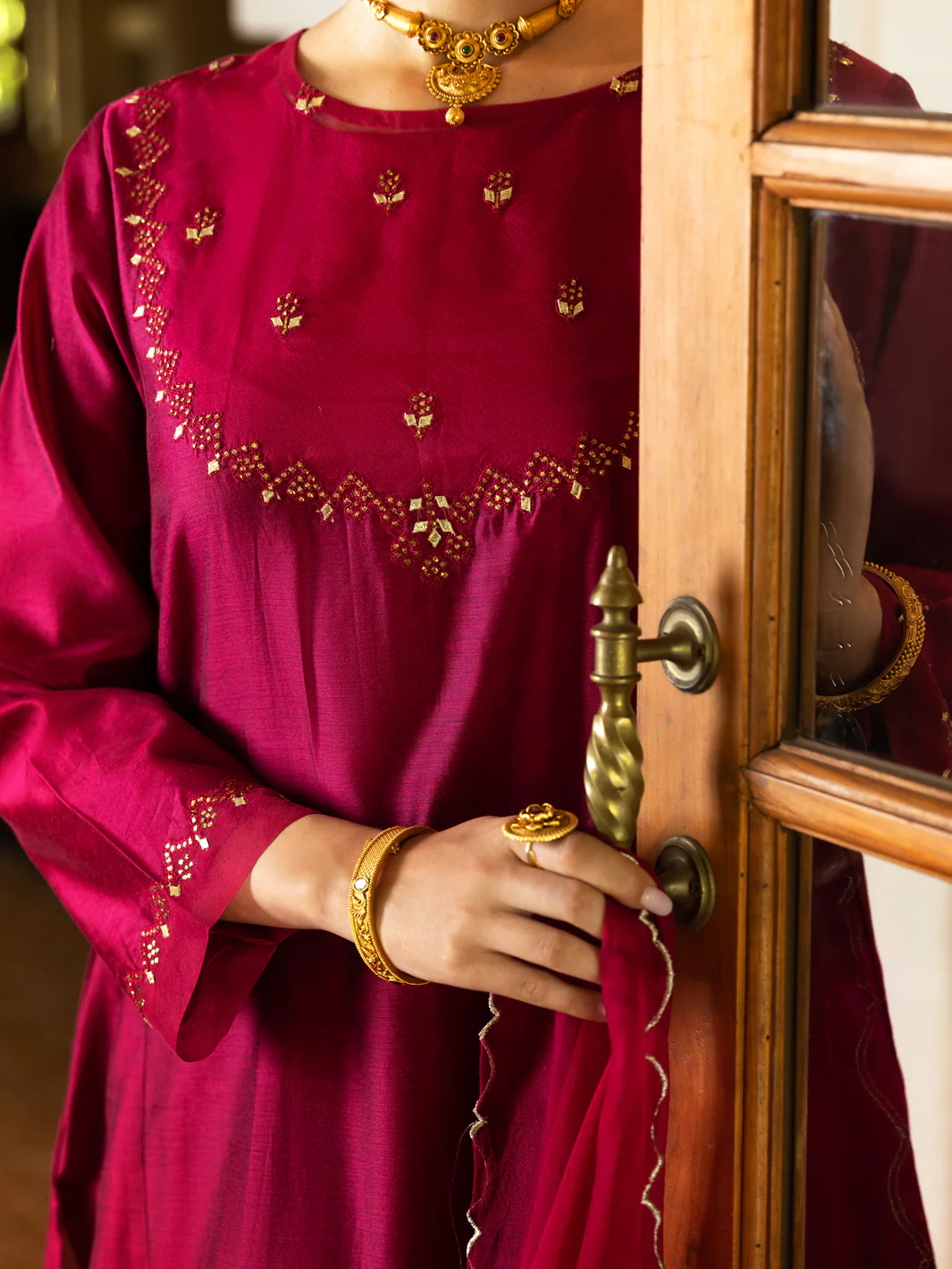 Fuchsia Modal 2Pc Stitched - ALCR-2PS-LKS-1071 - Image 2