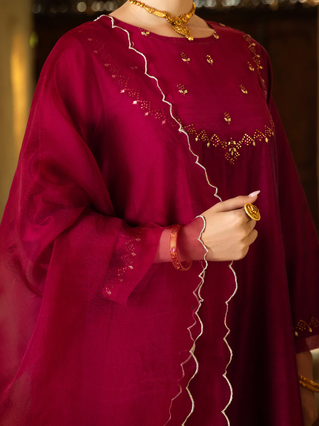 Fuchsia Modal 2Pc Stitched - ALCR-2PS-LKS-1071 - Image 3