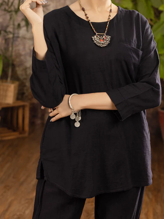 Black Linen 2Pc Stitched - ALCR-2PS-LKS-1100 - Image 4
