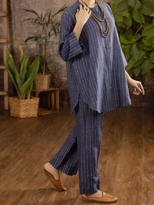 Blue Linen 2Pc Stitched - ALCR-2PS-LKS-1101 - Image 2