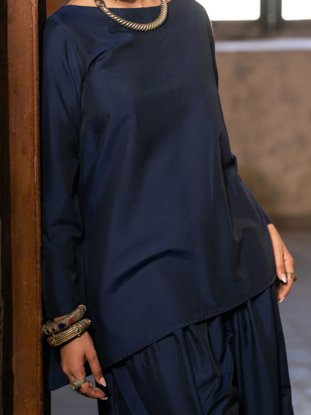 NEELA - Navy Blue Yarn Dyed Stitched 2PC - ALCR-2PS-LKS-2845 - Image 4