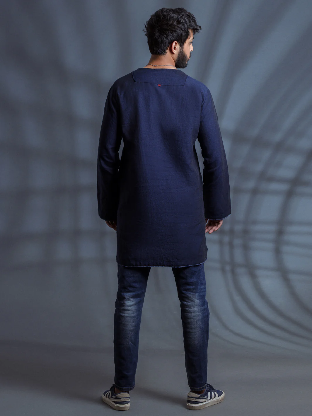 Dark Blue Linen Short Kurta - ALCR-K-006 - Image 5
