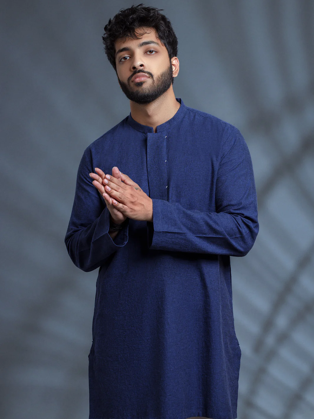 Blue Linen Short Kurta - ALCR-K-010 - Image 7