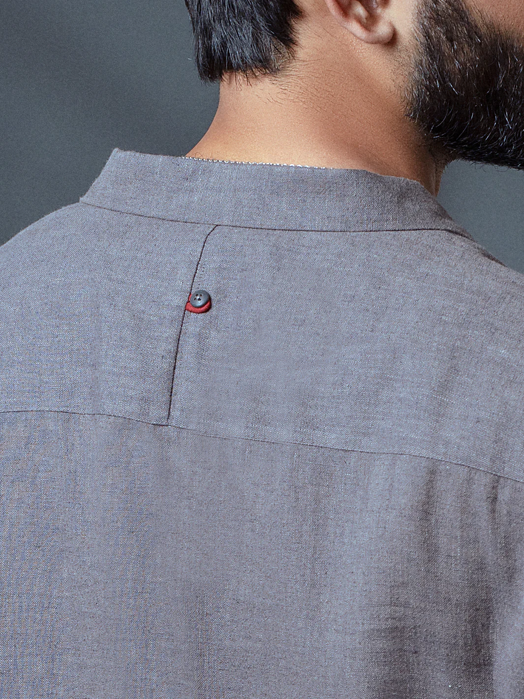 Grey Linen Short Kurta - ALCR-K-011 - Image 4