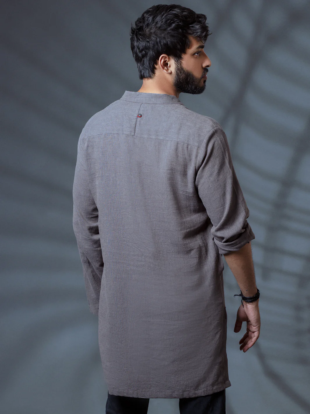 Grey Linen Short Kurta - ALCR-K-011 - Image 5