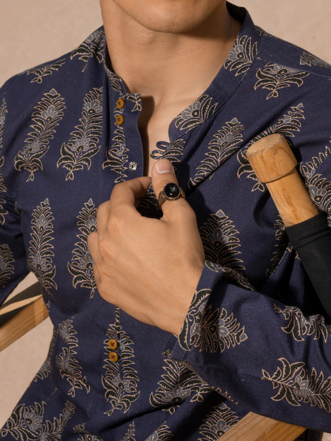 Blue Cotton Short Kurta - ALCR-K-035 - Image 4