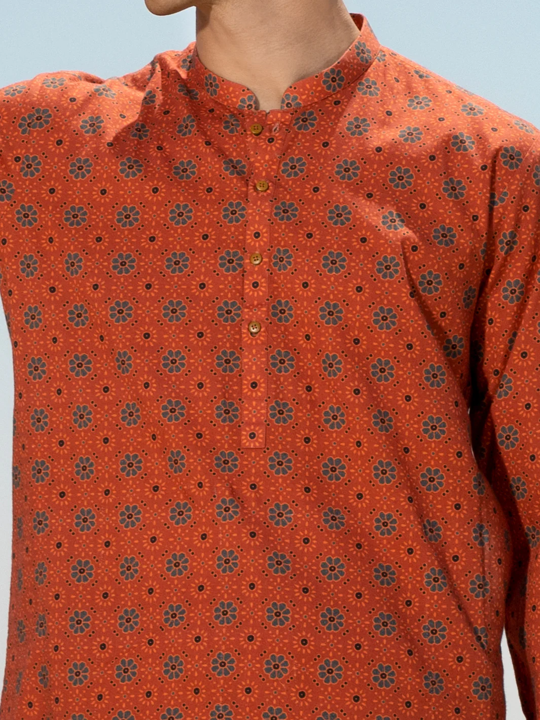 Orange Linen Short Kurta - ALCR-K-037 - Image 5