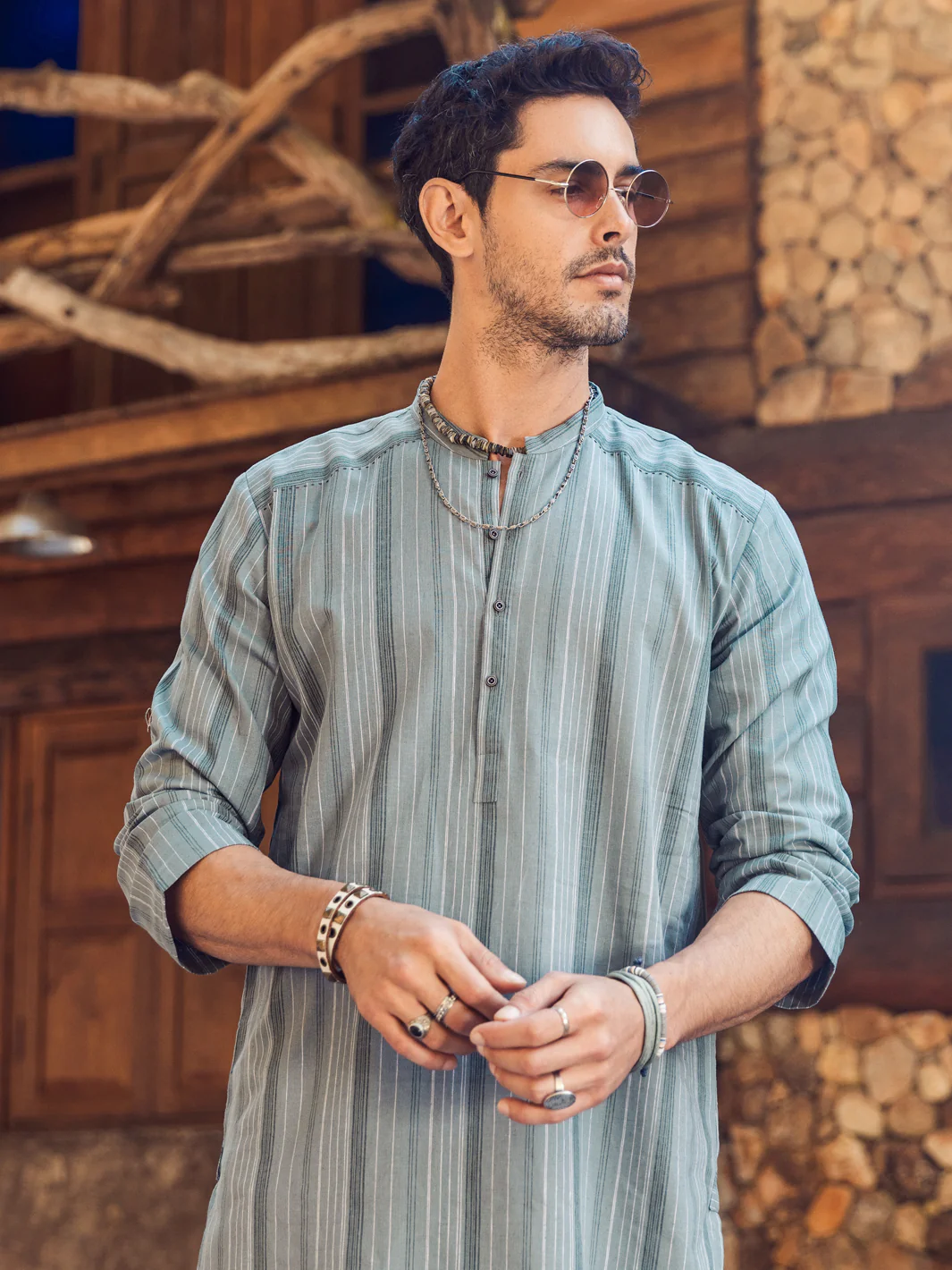 Grey Kurta - ALCR-K-044 - Image 4