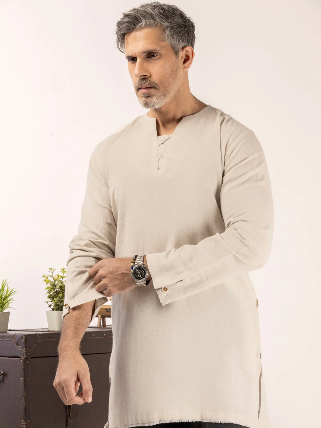 Off White Blended Kurta - ALCR-K-055 - Image 5