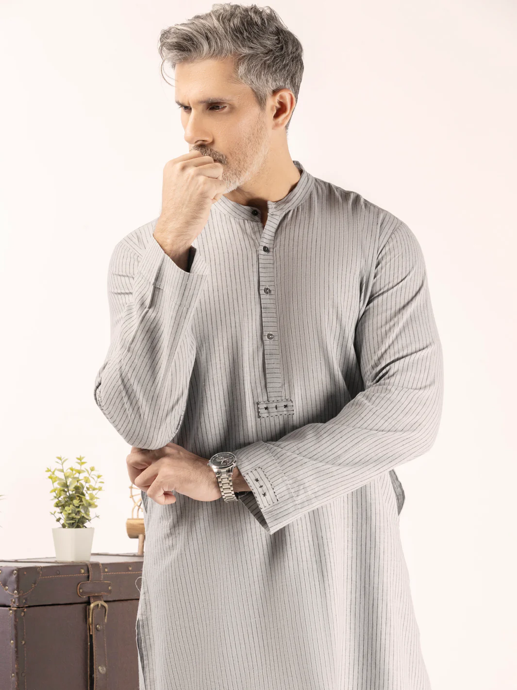 Grey Blended Kurta - ALCR-K-057 - Image 2