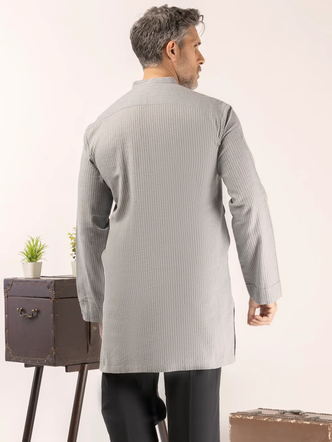 Grey Blended Kurta - ALCR-K-057 - Image 3