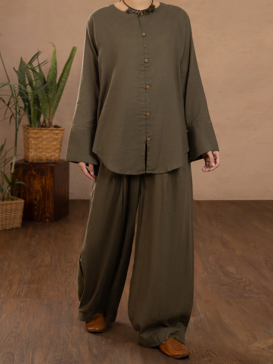 Green Linen Tunic - ALCR-LK-1112 - Image 3