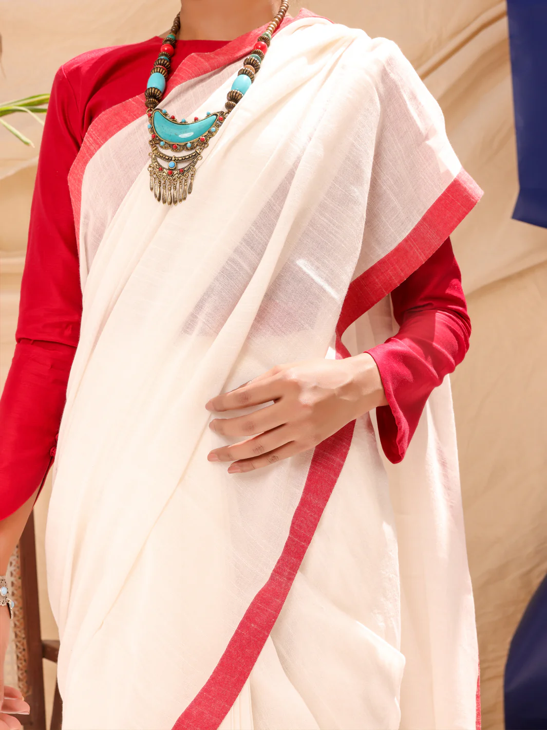White Comrade Saree - ALCR-SR-1004 - Image 3