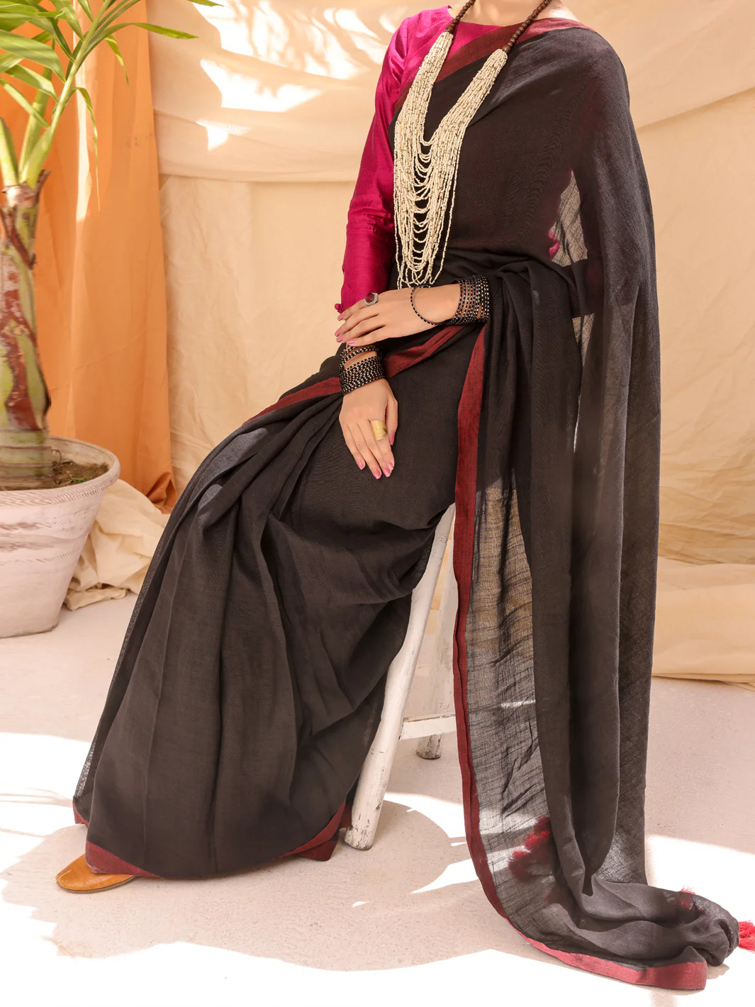 Black Comrade Saree - ALCR-SR-1005 - Image 5